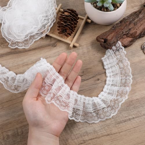 5M Spitzenband Weiß Vintage Weiss Spitze, 4,5cm Doppelschicht Rüschen Spitzenborte Weiß Vintage Spitzenstoff Dekoband Zierband für DIY Basteln Nähen Hochzeit Geschenkbox Dekoration 5M Spitzenband Weiß Vintage Weiss Spitze, 4,5cm Doppelschicht Rüschen Spitzenborte Weiß Vintage Spitzenstoff Dekoband Zierband für DIY Basteln Nähen Hochzeit Geschenkbox Dekoration von FdcLixuvol