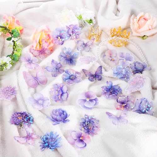 60 Stück Blumen Sticker, Cute Lila Blumen und Schmetterlinge Stickers Vintage Blumensticker zum Aufkleben Wasserfest Aesthetic Blume Sticker für Scrapbooking, Laptop, Journa, DIY Fotoalbum 60 Stück Blumen Sticker, Cute Lila Blumen und Schmetterlinge Stickers Vintage Blumensticker zum Aufkleben Wasserfest Aesthetic Blume Sticker für Scrapbooking, Laptop, Journa, DIY Fotoalbum von FdcLixuvol