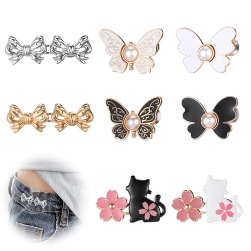 8 Sets Metall Taillenknopf Hosenbund Enger Machen Clip Hosen Verkleinern Clip Hosen Enger Machen Clips Verstellbare Metallhosenclip Abnehmbare Hosenclips Für Taillenspanner Weite Jeans Damen von FdcLixuvol