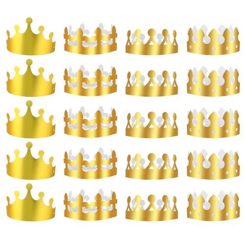 FdcLixuvol 4 goldene Papierkronen, 20 Stück, goldene Königskronen, Folienpapier, Goldkrone, Geburtstag, König, Krone für Geburtstag, Feier, Babyparty, Foto-Requisiten, Hochzeitstag FdcLixuvol 4 goldene Papierkronen, 20 Stück, goldene Königskronen, Folienpapier, Goldkrone, Geburtstag, König, Krone für Geburtstag, Feier, Babyparty, Foto-Requisiten, Hochzeitstag von FdcLixuvol