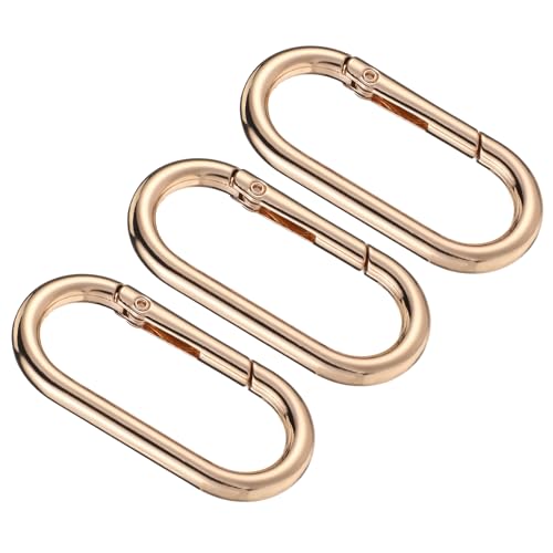 Gold Ovale Karabinerhaken, 3 Stück Oval Spring Karabinerhaken Metall Ringkarabiner Gold Ovale Schlüsselring Carabiner Schlüsselanhänge Ovales Federring Clips Für Reisen Angeln Camping Wanderns von FdcLixuvol