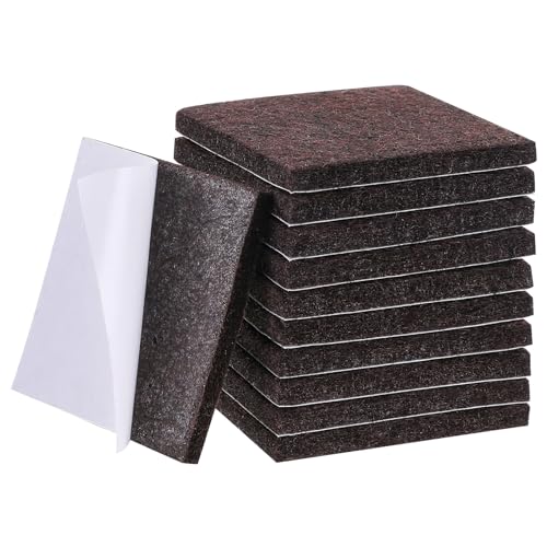 Quadratische Filz-Möbelpads, braun, selbstklebend, zuschneidbar, 5,1 x 5,1 cm, kratzfeste Bodenschoner für Möbelbeine, Hartholzböden, 12 Stück von FdcLixuvol