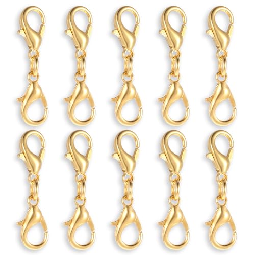 10 Stück Gold Doppel-Karabinerverschluss Armband-Verlängerung Gold Halsketten-Verlängerung Armband-Verlängerung Karabinerverschlüsse für DIY-Schmuckherstellung 10 Stück Gold Doppel-Karabinerverschluss Armband-Verlängerung Gold Halsketten-Verlängerung Armband-Verlängerung Karabinerverschlüsse für DIY-Schmuckherstellung von FdcZeyxior