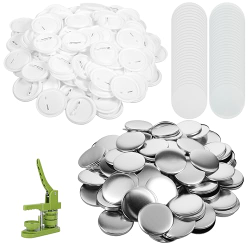 200 Sets blanko Knopfmacher-Zubehör, 58 mm, Metall, runde Abzeichen, Anstecknadel-Set, Metallgehäuse, Rückabdeckung und transparente Folie, DIY-Bastelset für Knopfmacher-Maschinen 200 Sets blanko Knopfmacher-Zubehör, 58 mm, Metall, runde Abzeichen, Anstecknadel-Set, Metallgehäuse, Rückabdeckung und transparente Folie, DIY-Bastelset für Knopfmacher-Maschinen von FdcZeyxior
