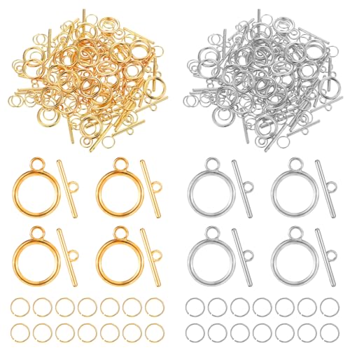260 Stück runde Knebelverschlüsse für Schmuckherstellung, inklusive 60 Paar Knebelverschlüsse, Metallstange und Ringverschlüsse, Schmuckverschlüsse und Verschlüsse mit 200 offenen Ringen für 260 Stück runde Knebelverschlüsse für Schmuckherstellung, inklusive 60 Paar Knebelverschlüsse, Metallstange und Ringverschlüsse, Schmuckverschlüsse und Verschlüsse mit 200 offenen Ringen für von FdcZeyxior