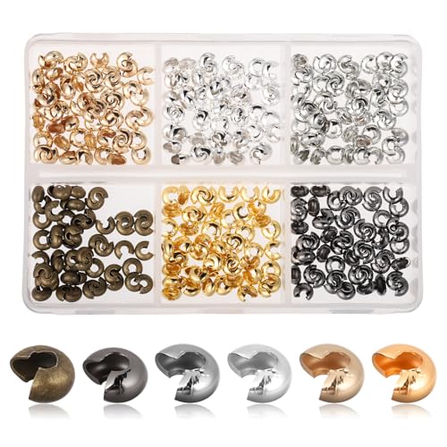 300 Stück Quetschperlen Abdeckungen Set 4 mm Halbrunde Crimp Perlen mit Aufbewahrungsbox Quetschperlen Kaschierperlen Set für Schmuckherstellung Ende Kappe Armbänder Halsketten-6 Farben 300 Stück Quetschperlen Abdeckungen Set 4 mm Halbrunde Crimp Perlen mit Aufbewahrungsbox Quetschperlen Kaschierperlen Set für Schmuckherstellung Ende Kappe Armbänder Halsketten-6 Farben von FdcZeyxior