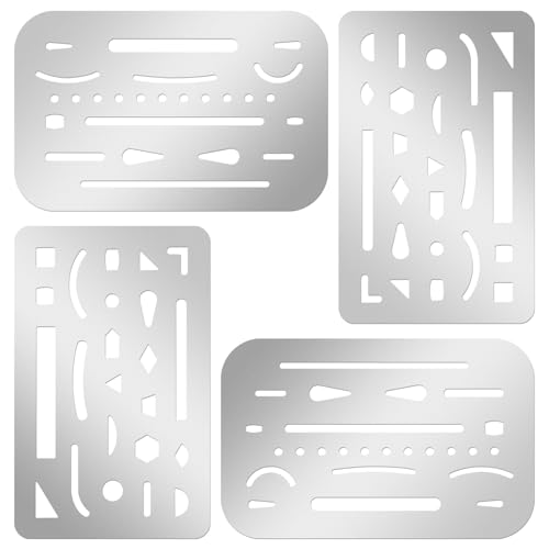 4 Stück Radiergummi-Schild, Edelstahl-Zeichenschablonen, Zeichenwerkzeuge, Zeichenschablonen für mechanisches Zeichnen, Ingenieurdesign 4 Stück Radiergummi-Schild, Edelstahl-Zeichenschablonen, Zeichenwerkzeuge, Zeichenschablonen für mechanisches Zeichnen, Ingenieurdesign von FdcZeyxior