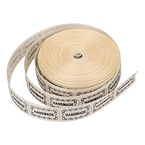 10 Yards 1,3 Cm English Wörter Gedrucktes Band, Baumwollfaden -Wickelgürtel für DIY, Weihnachtsdekoration (Beige Handmad Box) von Fdit