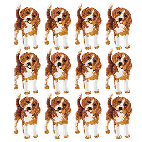 12Pcs Stickerei Stoff Aufkleber, Hundemuster Gestickt Patch Patch Gestickt Motiv Applikation, DIY Dekoration Rucksack Kleidung Zubehör von Fdit