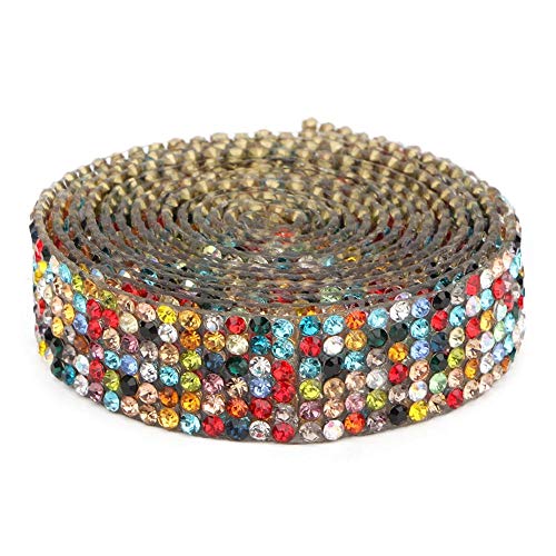 Kristall Strass Band, 1m Bunt Diamant Sparkling Bling Bänder Roll Glas Mesh Banding Aufbügelapplikation für Hochzeitstorten Geburtstag Basteln Dekorationen von Fdit