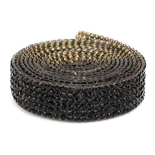 Kristall Strass Band, 1m schwarz Diamant Sparkling Bling Bänder Roll Glas Mesh Banding Aufbügelapplikation für Hochzeitstorten Geburtstag Basteln Dekorationen von Fdit