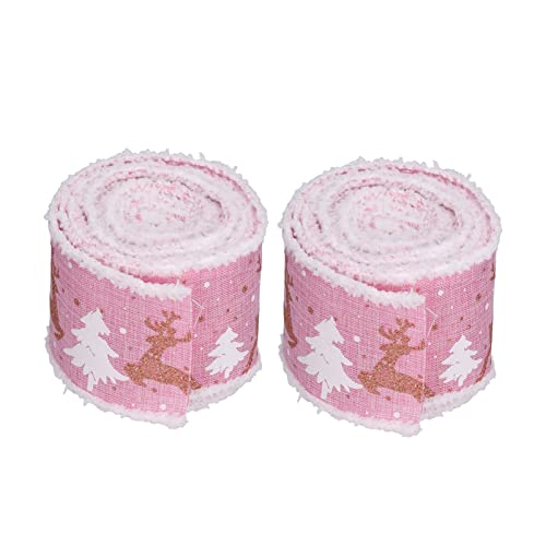 2 Rolls Weihnachtsband 5m Wired Edge Leinenband, DIY -Geschenkverpackungsband für Zuhause, Festivaldekoration mit Eisendraht von Fdit