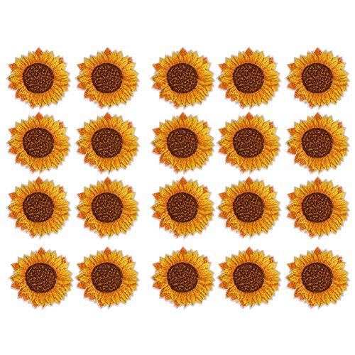 20 Stück gestickter Patch DIY Kleidung Applique Sonnenblumenmuster Auf Eisen Rucksack Applique für Männer Frauen Kind nähen von Fdit