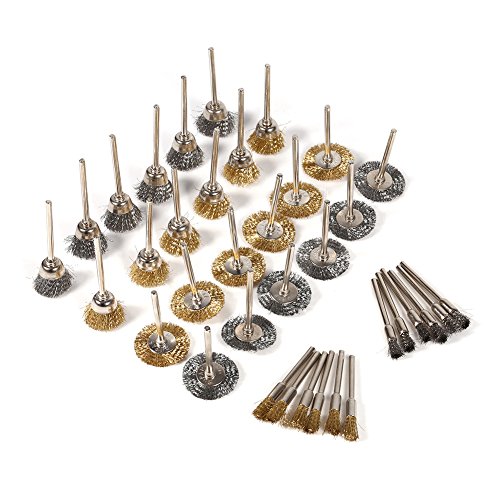 36pcs Drahtbürste Kit inklusive Radfeder Cup 3 geformt für Polieren Reinigung Drehwerkzeuge Full Set Messing und Stahl Typ von Fdit