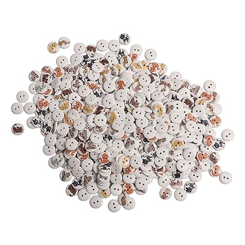 500pcs Holzknöpfe, Katzendruck Verschiedene Holznähte, 15 Mm, für DIY -Kunsthandwerk, Scrapbooking, Nähen, Nähen (Weißer Hintergrund farbenfrohe Katze) von Fdit