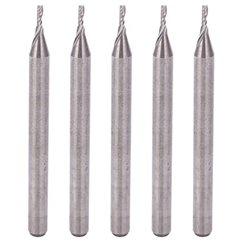 5er-Pack Schaftfräser, Wolframstahl Spiralfräser Holzschnitzerei CNC Fräser, Fräserkopf 1 Mm, Schaftdurchmesser 3,175 Mm, Gesamtlänge 39 Mm von Fdit