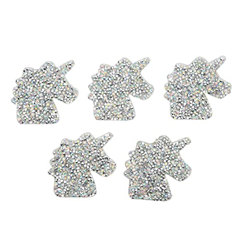 5pcs Eisen auf Flecken, Glänzende Einhorn -Strassflecken, Heiße Schmelzkleber -Stoffflecken mit Tierischem Design, Größe 2,6 X 1,8 Zoll, für Kleider, Taschen, Schuhe von Fdit