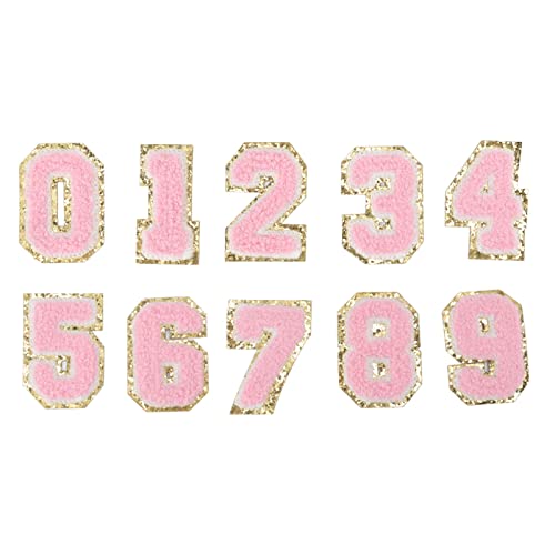 Bügeleisen auf Flecken 10pcs Rosa Nummer Patches 0 Bis 9 Zahlen Exquisite Rosa Bügeln für Jacke -Hemdschuhe mit Jeansflecken von Fdit