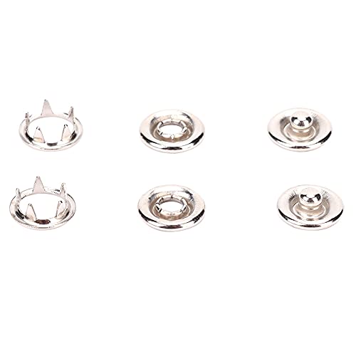 Druckknopfverschluss-Set für Kleinkinder, 50-teiliges Silbernes Messingknopf-Set, Hohlknöpfe, Bastelknöpfe für Kunsthandwerk, Kinderkleidung, Nähen (9,5 mm) von Fdit