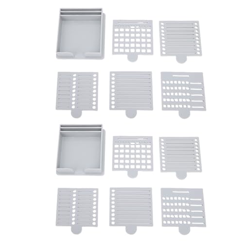 FDIT 2 Pack ABS Sticky Note Schablonen mit Holder & Spender - Memo Pad Organizer für Schreibtisch, Büro, Schule - Wiederverwendbare Vorlagen für Checklisten, Notizen und (GRAY) von Fdit