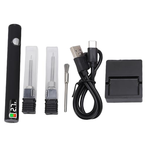 FDIT Lederhandwerksfaden Perlenkit Wieder Aufladbarer Fadenbrennstift mit Digitalem LCD -Display USB -C -Ladung Zum Nähen Schmuck Making Wachs Schnitzen (BLACK) von Fdit
