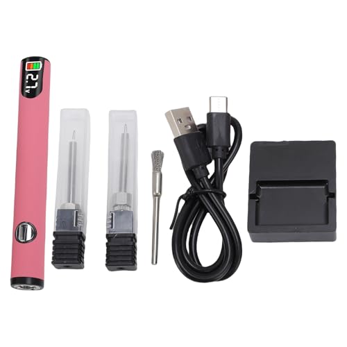 FDIT Lederhandwerksfaden Perlenkit Wieder Aufladbarer Fadenbrennstift mit Digitalem LCD -Display USB -C -Ladung Zum Nähen Schmuck Making Wachs Schnitzen (PINK) von Fdit