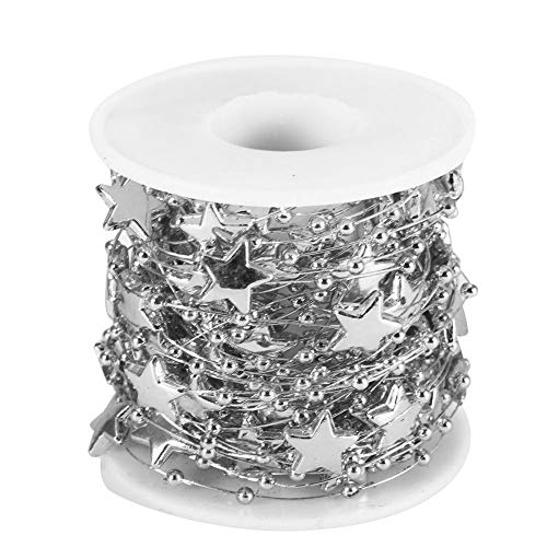 10 Meter Perlenperlenkette, ABS galvanisierte Perlenkette Fünfzackige sternförmige Zierkette, DIY Zierkette, Partyhochzeitsdekoration(Silber) von Fdit