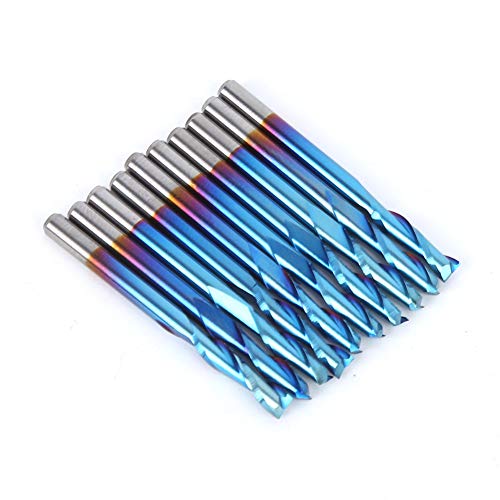 Fdit 10 Pcs Zementiertes Carbid-Fräsenschneider 2-Flute Blue Nanocoating Flatbour 3,175 Mm für PCB SMT CNC-Form Fdit 10 Pcs Zementiertes Carbid-Fräsenschneider 2-Flute Blue Nanocoating Flatbour 3,175 Mm für PCB SMT CNC-Form von Fdit