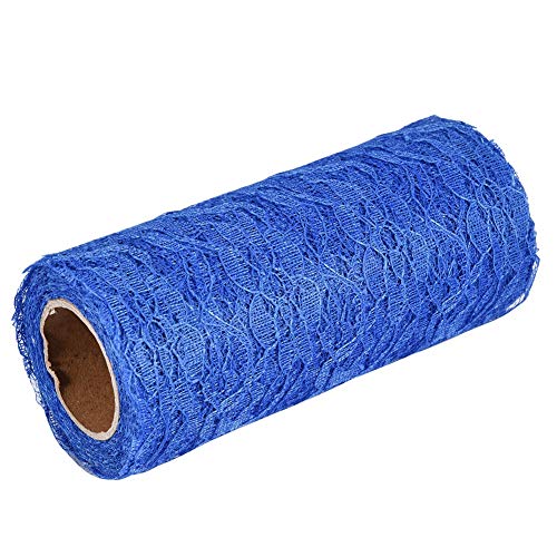 Fdit 10 Yard 6 Zoll Breites Weißes Blumenspitzenband für Hochzeitstischläufer, Stuhlschärfendekoration Bastelbandverkleidung (BLUE) von Fdit