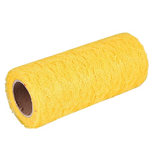 Fdit 10 Yard 6 Zoll Breites Weißes Blumenspitzenband für Hochzeitstischläufer, Stuhlschärfendekoration Bastelbandverkleidung (Hellgelb) von Fdit