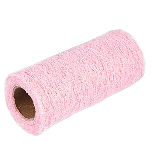 Fdit 10 Yard 6 Zoll Breites Weißes Blumenspitzenband für Hochzeitstischläufer, Stuhlschärfendekoration Bastelbandverkleidung (PINK) von Fdit