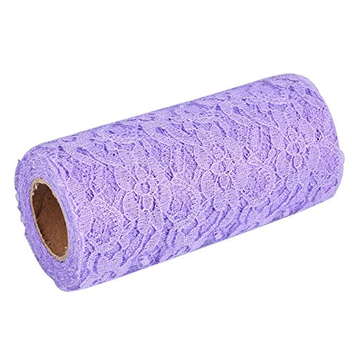 Fdit 10 Yard 6 Zoll Breites Weißes Blumenspitzenband für Hochzeitstischläufer, Stuhlschärfendekoration Bastelbandverkleidung (helles Lila) von Fdit