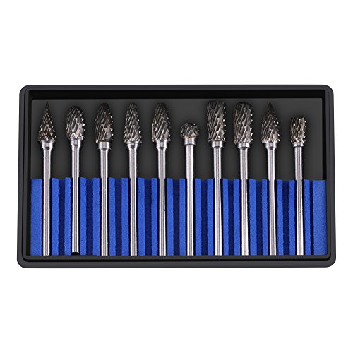 Fdit 10 stücke Hartmetall Rotary Dateien Burr Set 3mm Schaft 6mm Schneidkopf Durchmesser(Double Coupe) von Fdit