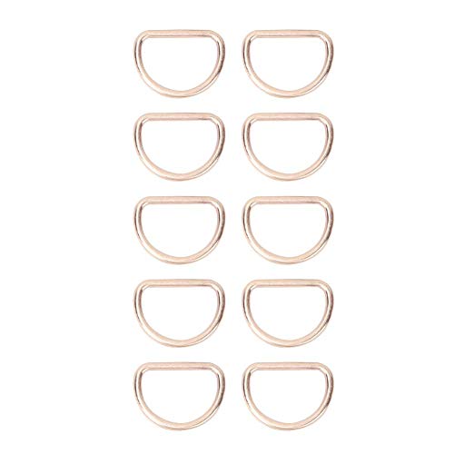 Fdit 10-teilige Metall-D-Ringe 15-mm-D-Ring-Mehrzweckschnallen aus Einstellschlaufe für Taschengurte, Gürtel, Makramee und Leinen mit Haustierhalsband(Gold) von Fdit