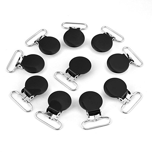 Fdit 10Pcs 25mm Metall Klammer Clips Robuste runde Hosenträger Klammern Schnuller Riemenhalter Clip DIY Herstellung von Zubehör für elastische Riemen Hosen und Jeans(schwarz) von Fdit