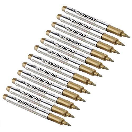 Fdit 12 Stück Acrylfarbe-Set, detaillierte, wasserdichte Metallic-Farbe zum Basteln in Gold und Silber Lackmarker für Reifen, Metall-Oberflächen, CD-Glas goldfarben von Fdit
