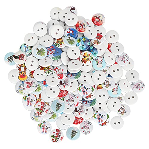Fdit 200pcs 0,6 -Zoll -Holzknöpfe, Nähzubehörhandwerkknöpfe Weihnachtsdekorationen für DIY -Kleidungshandwerk Spielen Heimdekoration von Fdit