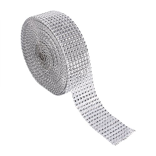 Glitzernde Diamant-Netzbänder für Hochzeitstorten Geburtstag Event Party, 3 Farben, 8 Reihen, 9,1 m (Silber) von Fdit