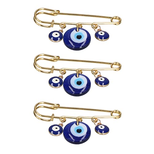 Fdit Kleidungsnadeln 3 Blaue Kinderwagen Legierung Schal Dekoration Kleidung Dekoration Geschenk Augen Anhänger Goldene Hosen Geschenke Persönlichkeit Perlen Blaues Auge von Fdit