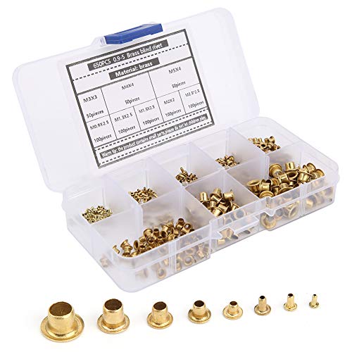 Fdit Messing Eyes Niete Hohles Metallknopf -Loch -Kit für Schuhhüte Gürtel Rucksäcke 650 STCS Hardwarezubehör von Fdit