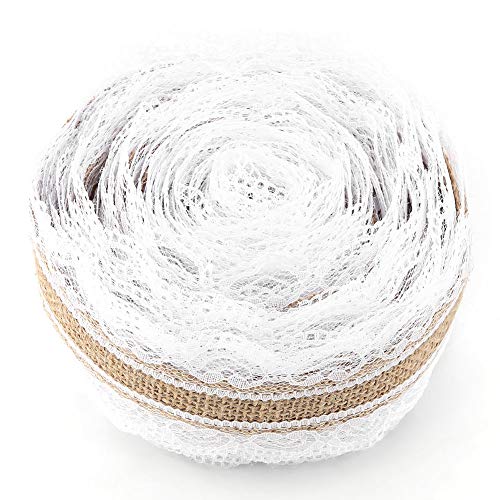 Fdit Sackleinenbrötchen mit Herzförmiger Spitze, 10m Jute Rustikales Sackleinen -Ribbon für Hochzeitsdekorationen Weihnachten Kunsthandwerk Fdit Sackleinenbrötchen mit Herzförmiger Spitze, 10m Jute Rustikales Sackleinen -Ribbon für Hochzeitsdekorationen Weihnachten Kunsthandwerk von Fdit