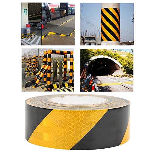 Fdit Starker Kleber Schwarzes Gelbes Reflektierendes Klebeband für Multifunktionale LKWs, Gabelstapler -LKW - 50 Mm X 25 M von Fdit
