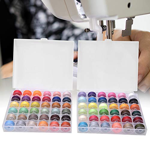 Fdit Transparent 72 Farben Spulenfaden mit Kunststoffbox - Hochwertiges Nähmaschinenzubehör (72 Farbspulendraht 2 Box) von Fdit