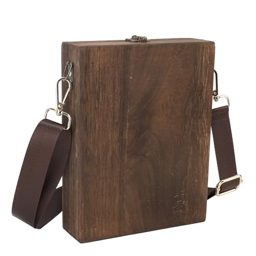 Fdit Writers Messenger Wood Box, Multifunktionales Holz Handgefertigt Crossbody Postman Bag Retro Tragbarer Künstler Tool Speicher Postman Sketch Art Trailel von Fdit