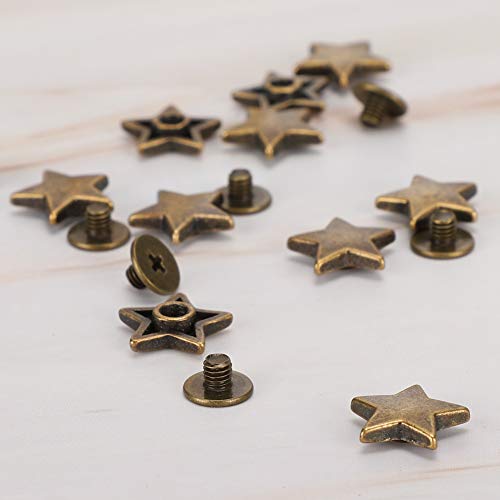 Fdit Zink -Legierungs -Sternform NiVET 12 Mm mit Plattierungsbehandlung, 50 teiliges Set für Hochwertige Lederbeutel und Accessoires, Goldene Farbe [US] (Bronze) von Fdit