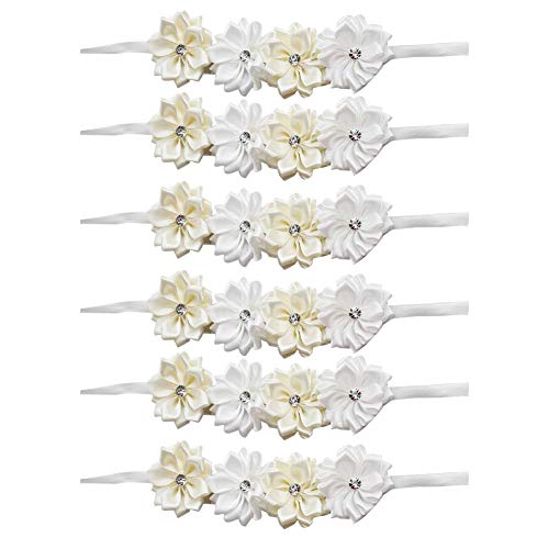 Fdit Hochzeitszubehör, einfach zu tragen Romantisches Simulationsband 6Pcs Hochzeit Handgelenk Blume, Braut Brautjungfern Party für(Milk+White) von Fdit