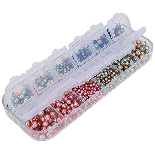 Kein Loch Künstliche Perlenperlen, Glänzend, Modisches und Einzigartiges DIY -Material, Geeignet für Schmuckherstellung für Halskette, Armband (Box 2 (650 Stücke)) von Fdit
