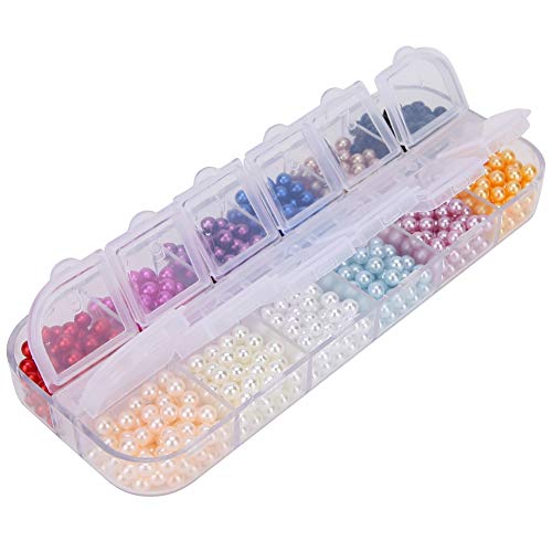 Fdit Kein Loch Künstliche Perlenperlen, Glänzend, Modisches und Einzigartiges DIY -Material, Geeignet für Schmuckherstellung für Halskette, Armband (Box 3 (600 Stück)) von Fdit