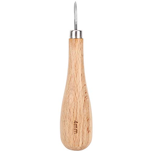 Leder-Aul, Stahl-Cone-Stanzen, Ulmen Griff, Leder Werkzeug für Gute Arbeits Leistung, Diamant Punkt mit Spec: 5-6mm, für Leder-Stanz Arbeiten (4mm) von Fdit