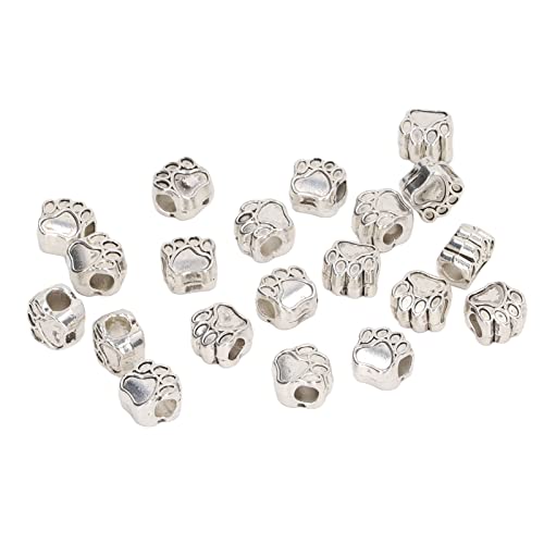 Niedliche Perlen der Pfotenabdruckabstandshalter, Zinklegierungsperlen für Armbänder DIY -Schmuck, 20 Prozent Tierpfotenperlen mit Glänzendem Finish, Ideal für Armbänder von Fdit